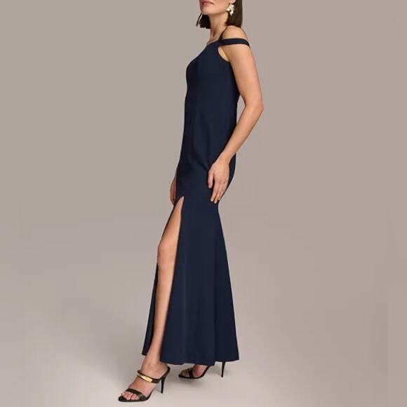 Donna Karan Women's Sweetheart-Neck Cold-Shoulder Gown Navy Sz 14 - Picture 3 of 9
